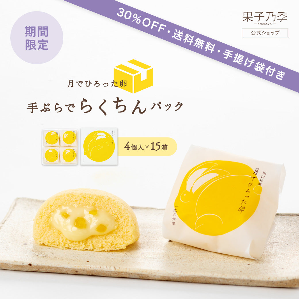 【30%OFF・送料無料】月でひろった卵 60個（4個入×15箱）｜手ぶらでらくちんパック｜6日後-5/17着までお届け可能