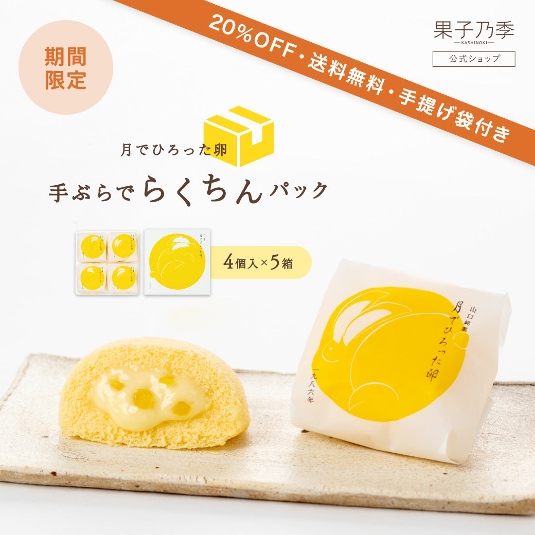 【20%OFF・送料無料】月でひろった卵 20個（4個入×5箱）｜手ぶらでらくちんパック｜6日後-5/17着までお届け可能