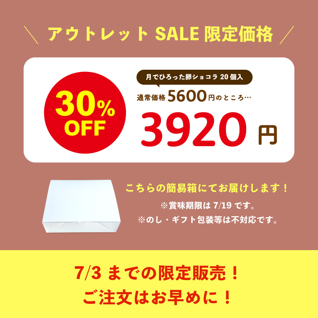 【30%OFFアウトレットSALE】月でひろった卵ショコラ 20個まとめ買いセット